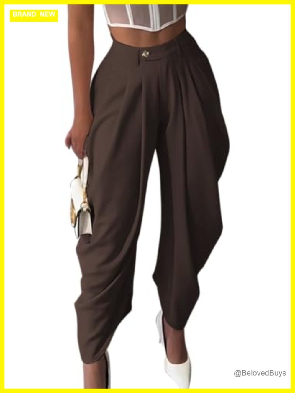 Unybwonn Wide Leg High Waisted Pleated Palazzo Dress Pants Work Slacks